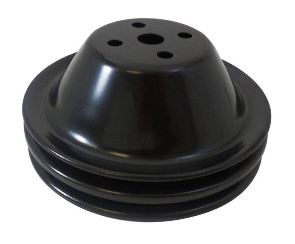 SBC Chevy Black Short Water Pump Pulley - Double 2 Groove SWP Small