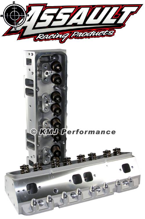 Complete Pair Of Sbc Chevy Aluminum Cylinder Heads 5cc 64 Angle Plug 550 Max Lift Springs 7 16 Studs And Flat Guide Plates