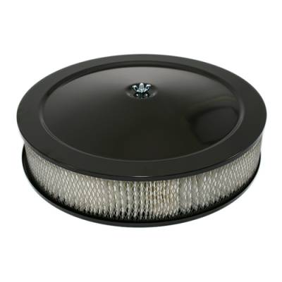 Assault Racing Products - 14" Round Black Air Cleaner Assembly - Recessed Dropped Base w/ 3" Paper Filter