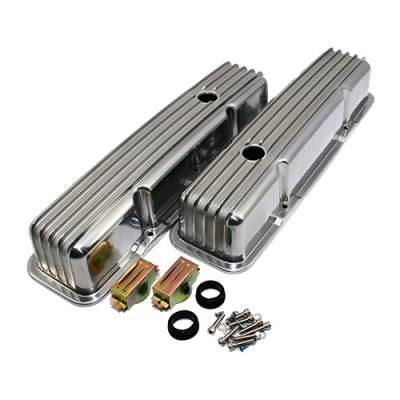 Assault Racing Products - 58-86 SBC Chevy 350 Retro Finned Polished Aluminum Tall Valve Covers 327 400