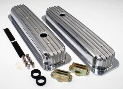 Assault Racing Products - Small Block 350 Retro Vortec TBI Chevy Finned Aluminum Short Style Valve Covers