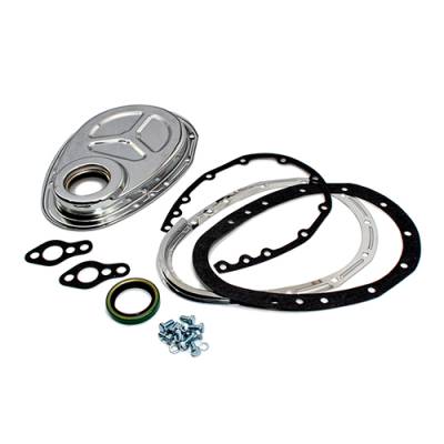 Assault Racing Products - SBC Chevy 2 Piece Chrome Timing Chain Cover - 283 305 327 350 400 Small Block