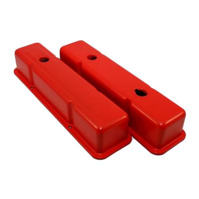 Assault Racing Products - SBC Chevy 350 Orange Tall Steel Valve Covers w/ Oil Cap Hole - 283 305 327 400