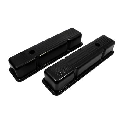 Assault Racing Products - 58-86 SBC Chevy Black 350 Logo Tall Valve Covers - Small Block 283 327 400