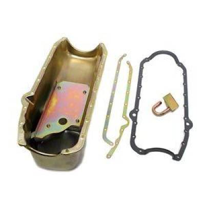 KMJ Performance Parts - Small Block Chevy 5QT. Claimer Zinc Oil Pan Cheater 327 350 - HV pickup Gasket