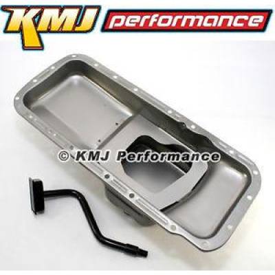 KMJ Performance Parts - BB Mopar 7 qt Steel Oil Pan and Pickup Tube - Center Sump 383 400 B 413 440 RB