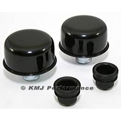 KMJ Performance Parts - Black Push In Valve Cover Breather Set - Pair For Steel Covers w/ 1.25 Holes