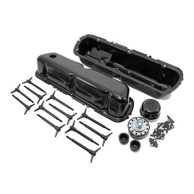 Assault Racing Products - 1962-85 SBF Ford Black Valve Cover Dress Up Kit Small Block 260 289 302 351W 5.0