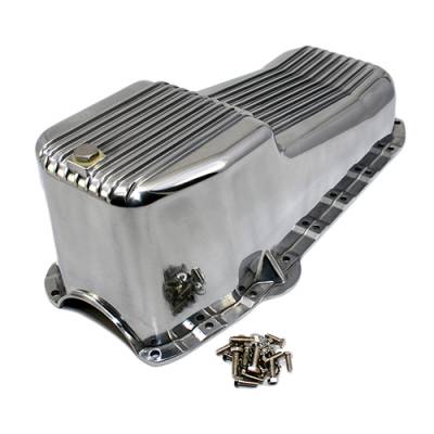 Assault Racing Products - 58-79 SBC Chevy Finned Polished Aluminum Oil Pan - Small Block 283 305 327 350