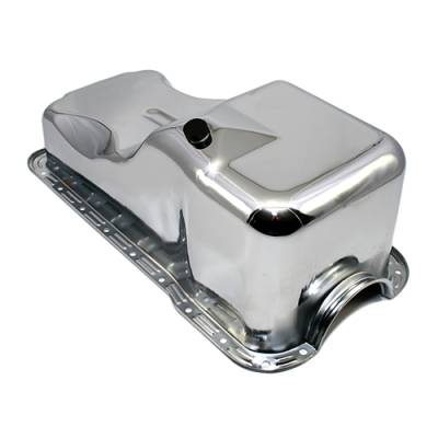 Assault Racing Products - 69-81 SBF Ford 351W Front Sump Steel Chrome Oil Pan Stock Capacity Mustang V8