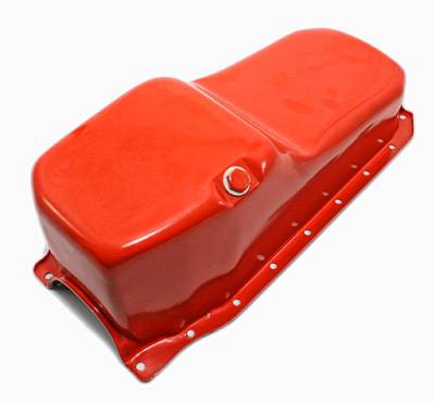 Assault Racing Products - 86-02 SBC Chevy Orange Oil Pan Stock Capacity 305 350 5.7 Vortec 1 pc Rear Main