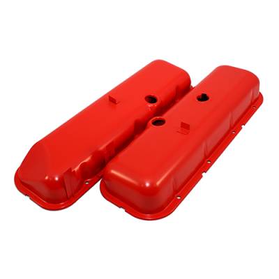 Assault Racing Products - BBC Chevy 396 454 Orange Steel Valve Covers Tall Style w/ Power Brake Recess