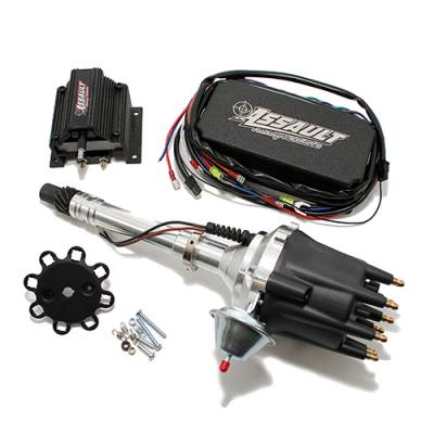 Assault Racing Products - SBC BBC Chevy 327 350 396 454 Pro Billet Vacuum Advance Black Ignition Kit