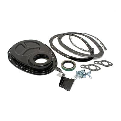 Assault Racing Products - SBC Chevy 2 Piece EDP Black Timing Chain Cover -3 05 327 350 400 Small Block