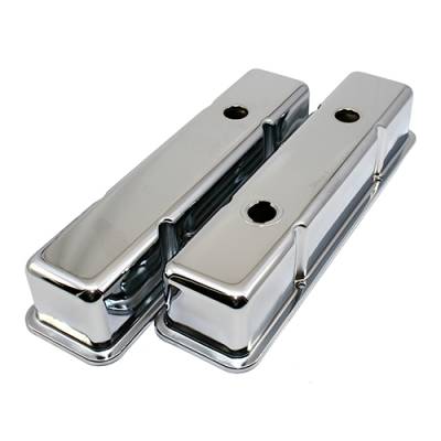 Assault Racing Products - SBC Chevy 350 Chrome Tall Steel Valve Covers w/ Oil Cap Hole - 283 305 327 400