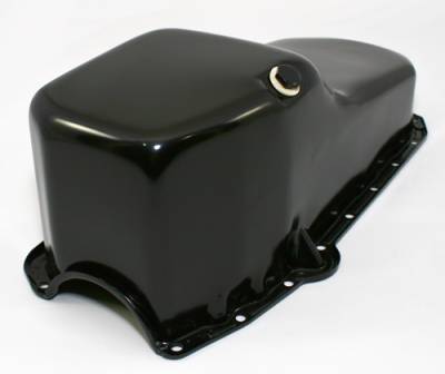 Assault Racing Products - Small Block Chevy 58-79 Stock Capacity Black Painted Oil Pan 327 350 400 SBC