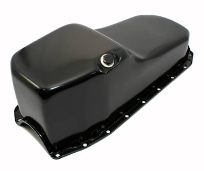 Assault Racing Products - Small Block Chevy 80-85 SBC 283-305-327-350 Stock Capacity Black Painted Oil Pan