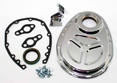 Assault Racing Products - Small Block Chevy OE Roller 350 5.7L 305 5.0L Style Chrome Timing Cover Kit Set