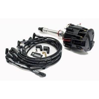 KMJ Performance Parts - SBC 305 350 400 Chevy HEI 65KV Black Distributor w/ Ultra 40 Over VC Wires Kit