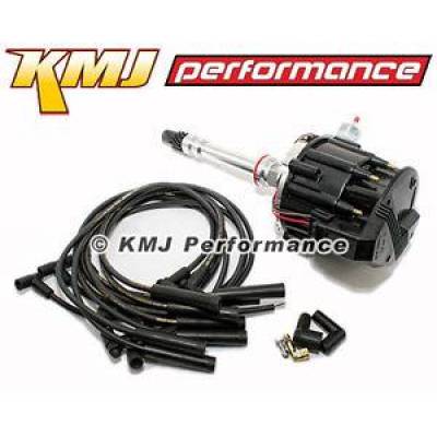 KMJ Performance Parts - Big Block Chevy 454 HEI Distributor Moroso Spark Plug Wires Over Cover Black Cap