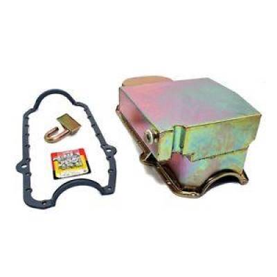 KMJ Performance Parts - SBC Small Block Chevy RH 2 Piece Rear Main Zinc Oil Pan STD. Pickup Gasket Bolts