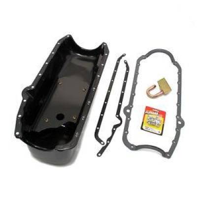 KMJ Performance Parts - 1955-79 SBC Chevy 327 350 Cheater Racing Oil Pan W/ HV Pickup Gasket Bolts