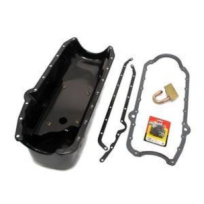 KMJ Performance Parts - 1955-79 SBC Chevy 327 350 Cheater Racing Oil Pan W/ HV Pickup Gasket Studs