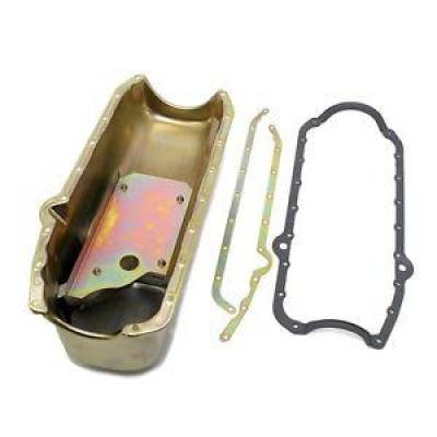 KMJ Performance Parts - Small Block Chevy 5QT. Claimer Zinc Oil Pan Cheater Style 305 327 350 w/ Gasket