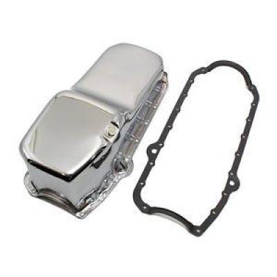 KMJ Performance Parts - SBC 58-79 Stock Capacity 4 QT Chrome Oil Pan 350 400 Small Block Chevy W/ Gasket