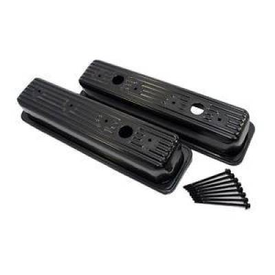 KMJ Performance Parts - 1987-00 SBC Chevy/GMC Black Centerbolt Valve Covers - Tall Style 5.0 305 5.7 350