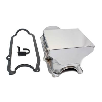 KMJ Performance Parts - 86-02 Chevy 350 Chrome 7qt Drag Style Oil Pan 1 Pc Main SBC / STD. Pickup Gasket