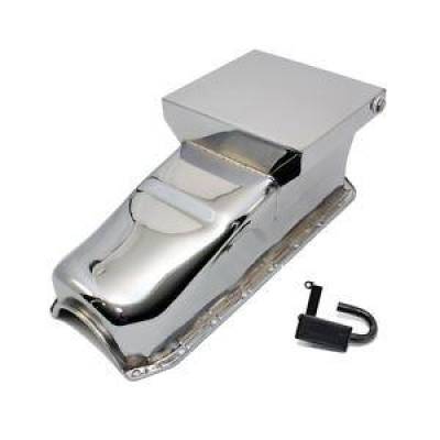 KMJ Performance Parts - 58-79 SBC Chevy 350 Chrome 7qt Drag Style Oil Pan w/ Pickup Tube - 283 327 400