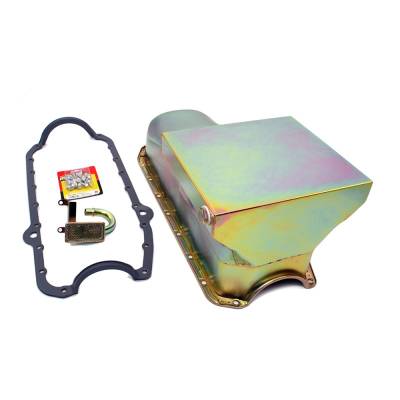 KMJ Performance Parts - 58-79 SBC Chevy Zinc Drag Style Oil Pan 7qt - 350 400 / STD. Pickup Bolts Gasket