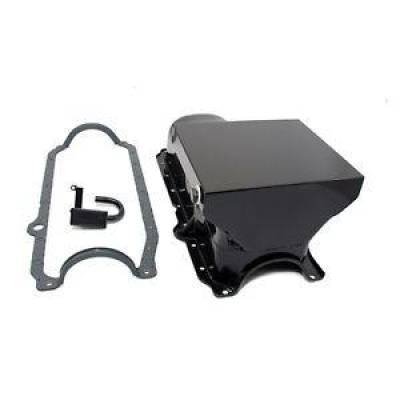 KMJ Performance Parts - 86-02 SBC Chevy Black 7qt Drag Style Oil Pan 1 Pc Main 350 W/ STD. Pickup Gasket