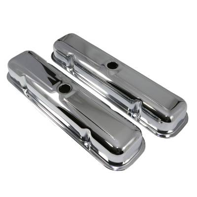 Assault Racing Products - 59-81 Pontiac V8 Short Chrome Steel Valve Covers - 301 350 389 400 421 428 455