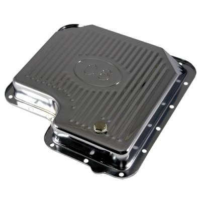 Assault Racing Products - Ford C6 Automatic Transmission Pan Chrome Plated Steel - Stock Capacity w/ Logo