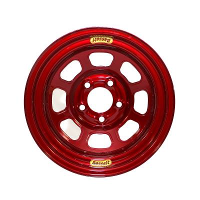 Bassett Wheel - Bassett 58D52IRBRC - RED Chrome 15x8 IMCA Wheel Reverse Bell D-Hole