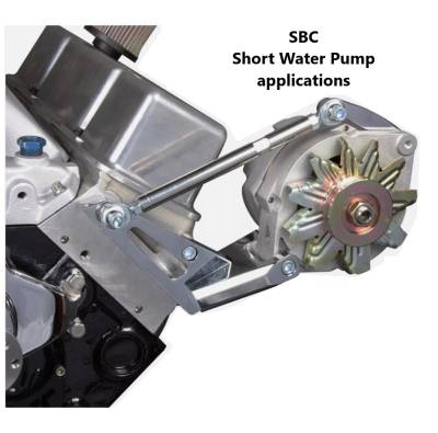 Assault Racing Products - SBC Chevy 350 400 Polished Aluminum Alternator Bracket Fits SWP Short Water Pump