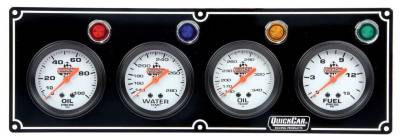 QuickCar 61-6721 Black Face 4 gauge Panel Oil Pressure, Water Temp, Oil Temp, FP