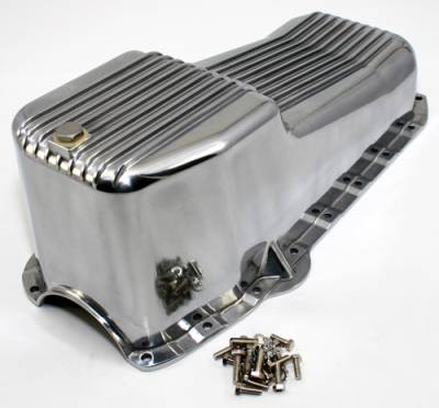 Assault Racing Products - 58-79 SBC Chevy Finned Polished Aluminum Oil Pan - Small Block 283 305 327 350 - Image 2