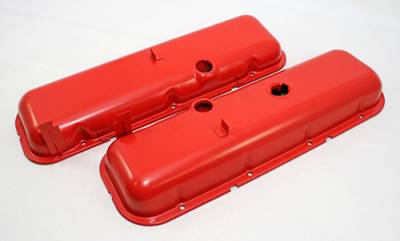 Assault Racing Products - Big Block Chevy 396 454 Short OEM Orange Painted Baffled Steel Valve Covers BBC - Image 2