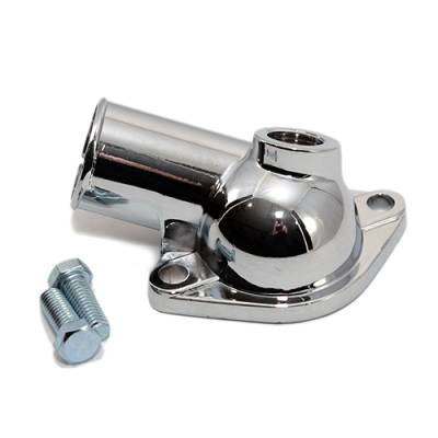 Assault Racing Products - Chevy V8 Chrome Plated Water Neck Thermostat Housing + Temp Port SBC 350 BBC 454 - Image 1