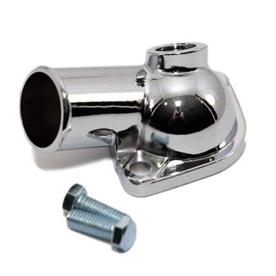 Assault Racing Products - Chevy V8 Chrome Plated Water Neck Thermostat Housing + Temp Port SBC 350 BBC 454 - Image 3