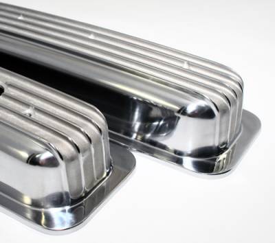 Assault Racing Products - Small Block 350 Retro Vortec TBI Chevy Finned Aluminum Short Style Valve Covers - Image 3