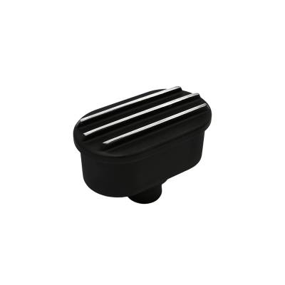 Retro Finned Black Aluminum Valve Cover Breather Push In with Raised Fins