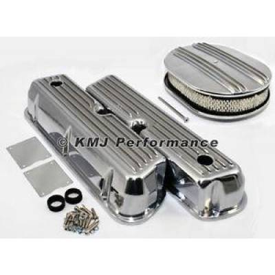 SBF Ford 289 302 351W Ford Finned Retro Aluminum Valve Covers Air Cleaner Kit