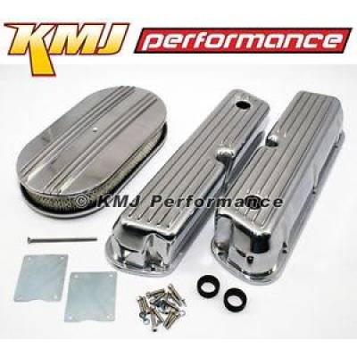 Ford 289 302 351W Finned Retro Aluminum Valve Covers & Air Cleaner Dress Up Kit