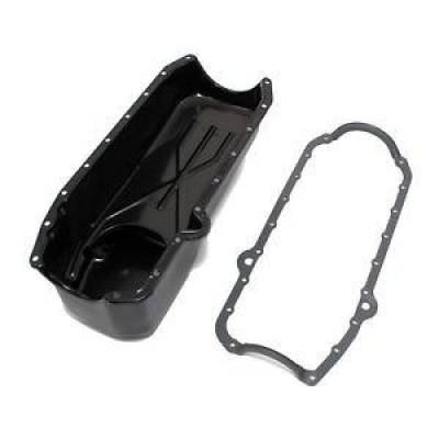 Small Block Chevy 80-85 SBC 350 Stock Capacity Black Painted Oil Pan W/ Gasket
